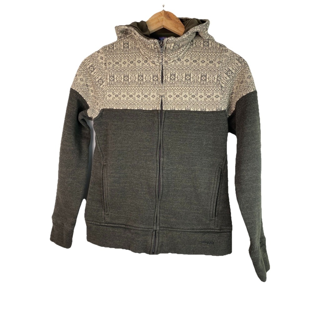 Patagonia Better Sweater Women's Gray Full Zip Hooded Geometric Aztec Sweatshirt